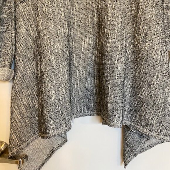 Max Studio Weekend 100% Cotton Hooded Open Cardigan Asymmetrical Black White S - Picture 13 of 16